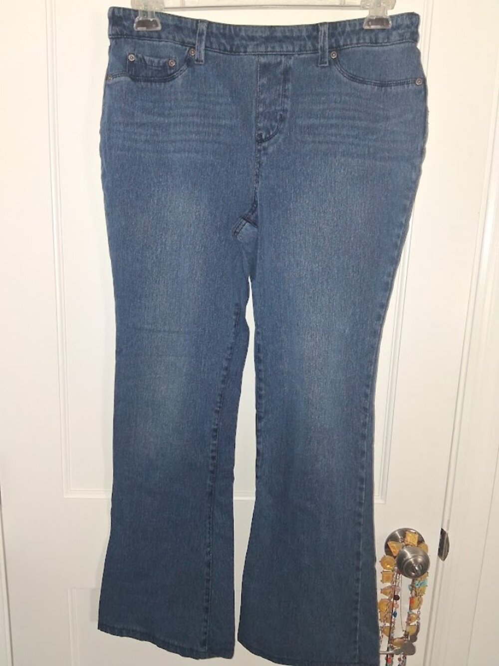 Style & Co Stretch Denim Pull On Flare Leg Jeans Sz L